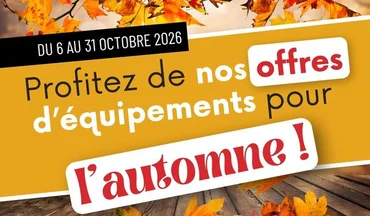 Promo équipements automne 2026 balai pousseur, taille-haie, vrille de dessouchage