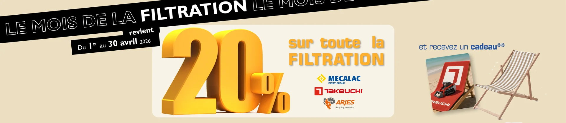 Promo filtres Mecalac Takeuchi Arjes 20%